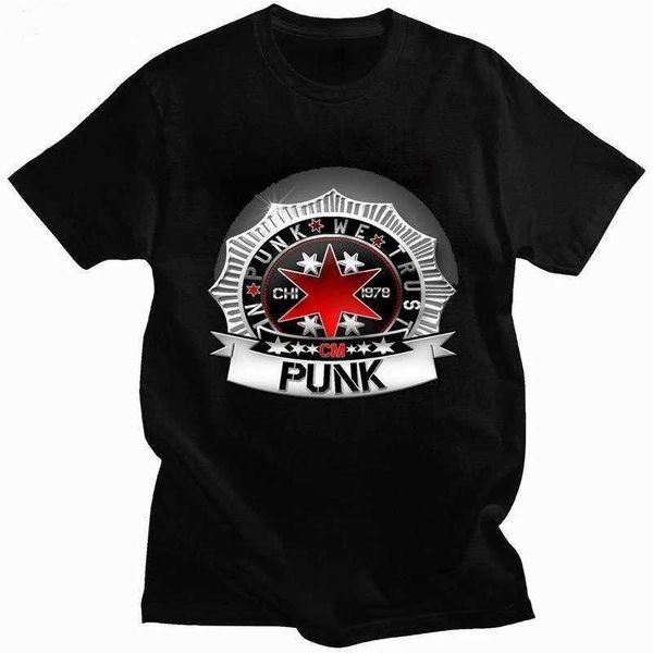 T-shirts masculins T-shirt pour hommes à couches Summer Classic CM Punk T-shirt Mens American Professional Wrestler Mens Spirit White T-shirt T240425