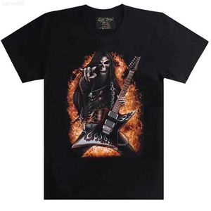 T-shirts voor heren Summer Skeleton Men T-shirt Elektrische gitaar Hip Hop katoen Zwart T-shirts Print Fashion dames voor dames met korte mouwen gratis verzending Z0221