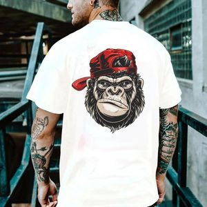 Camisetas para hombre, camisetas con diseño de mono fumador de verano, camisetas de algodón de calidad con dibujos animados, camisetas de manga corta, ropa grande y alta para hombre
