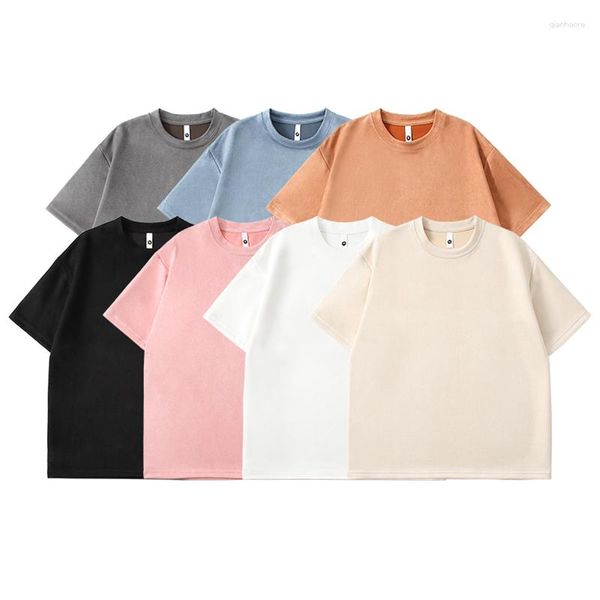Camisetas para hombre Camiseta Vintage de Color sólido de verano para hombre, camisetas holgadas de gran tamaño, ropa de calle coreana, camisetas de manga corta, ropa para hombre Plus