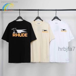 T-shirts voor heren Zomer Lente Mode Streetwear Zwaluw Print Rhude t-shirts Heren Dames 1 Katoen Abrikoos Zwart T-shirt Hxa1 AZ5U9M75 9M75