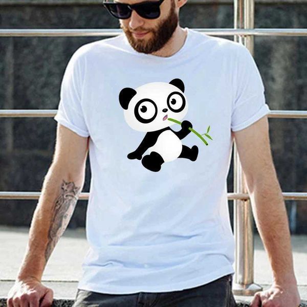 T-shirts masculins T-shirt Summer Streetwear Panda Print man