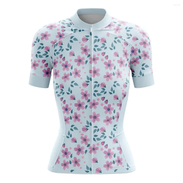 T-shirts pour hommes été maillot de cyclisme anti-transpiration femmes en plein air fleurs roses vêtements de sport flottants chemise de vélo à manches courtes