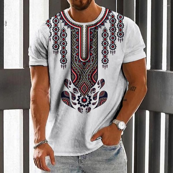 Camisetas para hombres camiseta de verano 3d estilo étnico estampado de manga corta moda casual para hombres o tops de cuello ropa de gran tamaño