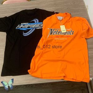 T-shirts pour hommes T-shirt d'été Noir Orange Coton Broderie VTM À Manches Courtes Lâche Surdimensionné VTM T-shirts pour Hommes Femmes T230303