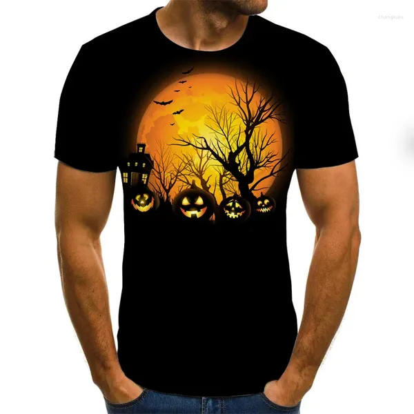 Camisetas para Hombre Camiseta de Verano Tops con Tema de Halloween Camiseta Informal de Manga Corta con Cuello Redondo Impresa en 3D