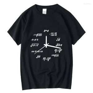 Heren t shirts zomer t-shirt puur katoen casual fun math horloge 3d geprinte los ronde nek korte mouw top