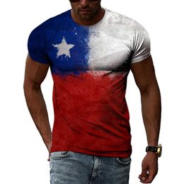 T-shirts voor heren zomer t-shirts voor man 3d print hiphop harajuku persoonlijkheid ronde nek korte mouw mode natuurlijke landschappen chili map en vlag t230103