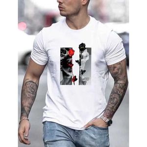 T-shirts masculins T-shirts d'été pour hommes T-shirt Fleur Graphiques O-cou pliants surdimensionnés surdimensionnés Slve Top Daily Vêtements Casual Mens Shirt T Y240429