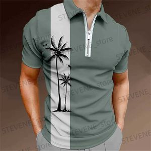 Camisetas para hombres Camisetas de verano Hombres para hombre Zip Polo Ropa de trabajo Ropa de cobertura Tops Quarter Short Slve Moda Estilo clásico Cremallera tropical T240325