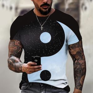 Heren t shirts zomer tai chi diagram t-shirt 3d geprinte mannen vrouwen dames china yin-yang oversized hiphop tops vlam tees korte mouw kleding