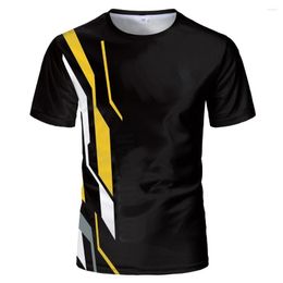 Camisetas de verano para hombre, moda fina, Color amarillo y negro a juego, transpirable, tridimensional, a rayas 3D, talla grande, camiseta informal para hombre
