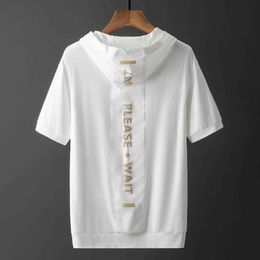 T-shirts pour hommes Été Mince Sweat à capuche à manches courtes Hommes Sweat à capuche Lâche Applique Broderie Mode Casual T-shirt à manches courtes Hommes Sweat à capuche Y2302