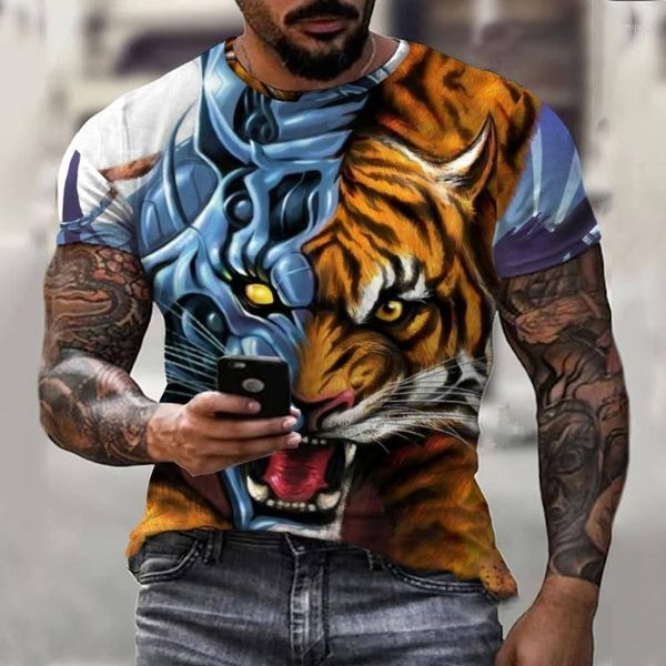Camisetas de verano para hombre, camiseta de tigre para hombre, camiseta informal 3D de moda de manga corta 2022, camiseta con estampado de animales para niños, camisetas geniales, ropa para hombre
