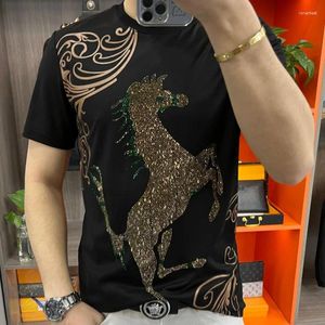 Heren T-shirts Zomer Top O-hals Korte Mouw T-shirt Mannen T-shirt Dierlijke Strass Sociale Club Outfits T-shirt Homme