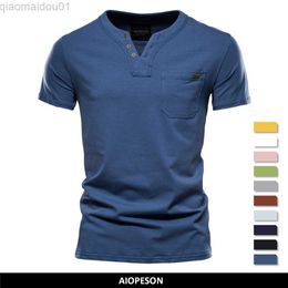 Herren T-Shirts Sommer Top Qualität Baumwolle T Shirt Männer Einfarbig Design V-ausschnitt T-shirt Casual Klassische männer Kleidung Tops T Shirt Männer L230713