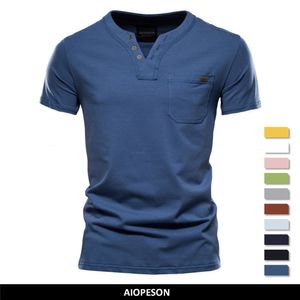 T-shirts pour hommes Summer Top Quality Cotton T Shirt Men Solid Color Design T-shirt à col en V Casual Classic Vêtements pour hommes Tops Tee Shirt Men 230225