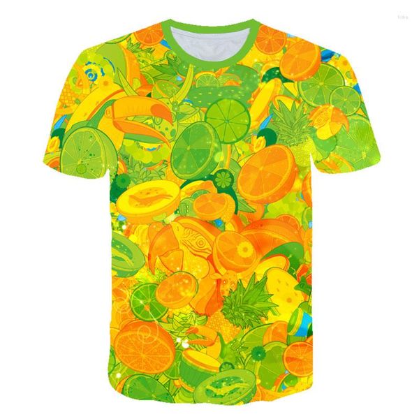 Hommes t-shirts été hauts 2023 femmes/hommes chemise 3D Orange ananas citron dessin animé impression à manches courtes drôle mignon t-shirt