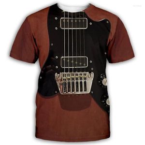 Camisetas de verano para hombre, camisetas con estampado 3D de guitarra de llama, ropa informal para hombre/mujer, ropa de calle de moda, camiseta con cuello redondo, ropa Punk de talla grande