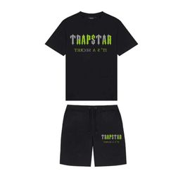 T-shirts voor heren Summer Trapstar Gedrukte katoenen T-shirt Men Beach Shorts Sets Streetwear Tracksuit Sportswear 2023SS