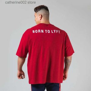 T-shirts pour hommes Summer Trend Fitness Coton à manches courtes Lâche Casual Col rond T-shirt de couleur unie surdimensionné Gymnase pour hommes Mode Sports Tops T230601