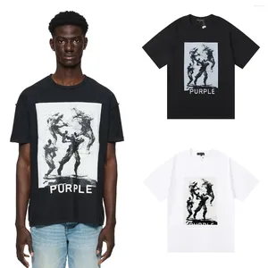 T-shirts pour hommes Marque à la mode d'été Violet avec motif foncé imprimé T-shirt micro élastique décontracté pour hommes et femmes