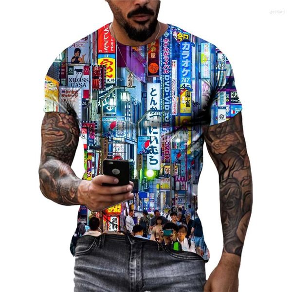 T-shirts pour hommes Été Urban Street View T-shirt graphique Imprimé en 3D Hommes Femmes Personnalité Mode Style Tops Tees Manches courtes Vêtements Garçons