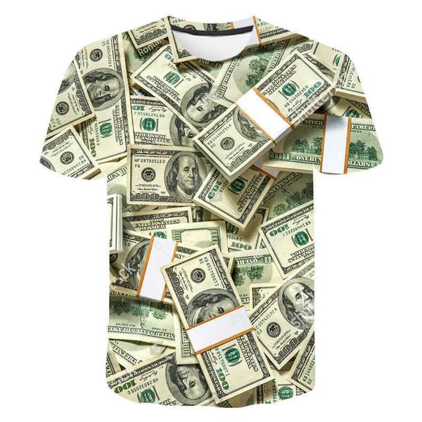 T-shirts pour hommes Été USD US Dollar Bills Argent 3D T-shirts imprimés Casual Garçon Fille Enfants Mode Streetwear Hommes Femmes Enfants Tops 022223H