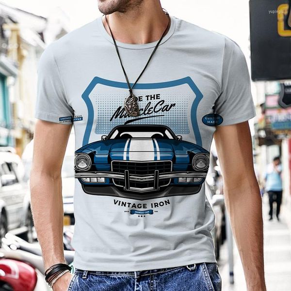 Camisetas de verano para hombre, camiseta de playa con diseño de coche Vintage, camiseta con estampado 3D para hombre y mujer, camisetas informales de gran tamaño, camisetas de manga corta para niños