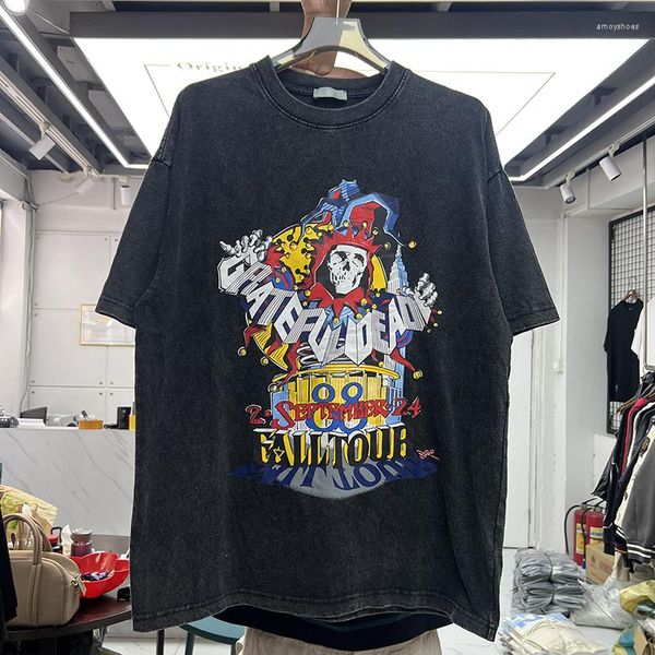 T-shirts pour hommes été Vintage Clown imprimé T-shirt imprimé hommes femmes chemise lavée col rond à manches courtes Hip Hop Anime fantôme haut t-shirts
