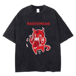 Heren T-shirts Zomer vintage heren T-shirt Radiohead Print TShirt 100% katoen gegolfd hiphop straatkleding ademende top casual Y2K kleding 230728