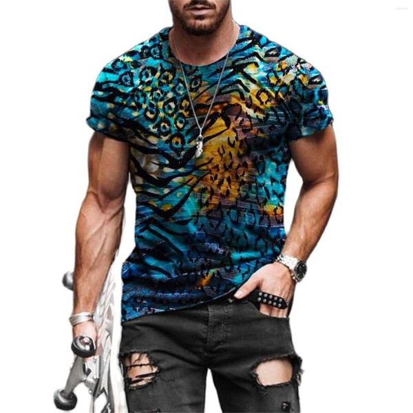 T-shirts pour hommes T-shirt Vintage d'été avec impression 3D éléments colorés décontracté coupe ample à manches courtes sport rond N