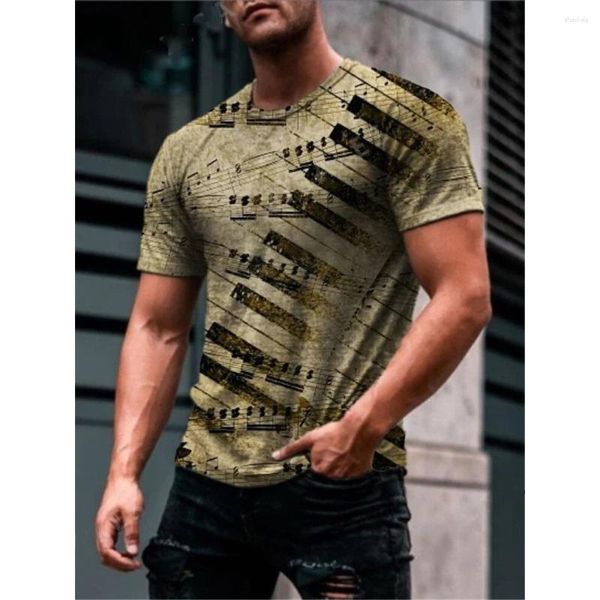 T-shirts pour hommes Été Vintage T-shirts Note de musique 3D Imprimer Streetwear Hommes Femmes Mode Surdimensionné Chemise à manches courtes Enfants Tees Tops Vêtements