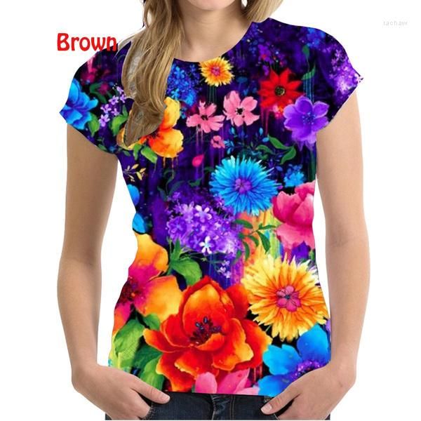 T-shirts pour hommes été femmes mode fleur impression 3D impression haut à col rond à manches courtes grande taille T-Shirt