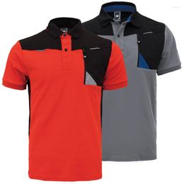 Camisetas para hombres Trabajo de verano para hombres Polo de manga corta reflectante Camisa con botones para hombre Ropa de trabajo de dos tonos Camiseta de seguridad Construcción