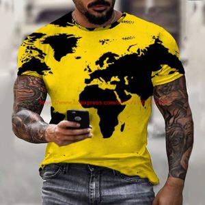 T-shirts pour hommes Carte du monde d'été T-shirt imprimé 3D T-shirt pour hommes T TOP Mode Casual Col rond Design européen et américain Rétro Harajuku Vêtements 230412