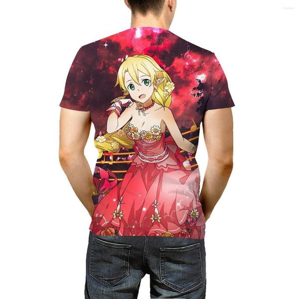 Camisetas de hombre, camiseta informal de verano para jóvenes, camiseta de fondo, ropa bidimensional de manga corta de batalla de Anime Sword Art Online para hombres