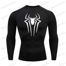 T-shirts pour hommes Protection solaire Sport Seconde peau T-shirt de course Fitness pour hommes Rashgarda MMA Manches longues Chemise de compression Vêtements d'entraînement T240117