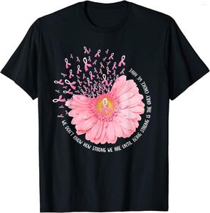 Heren t shirts zonnebloem borstkanker bewustzijn roze lint in oktober t-shirt