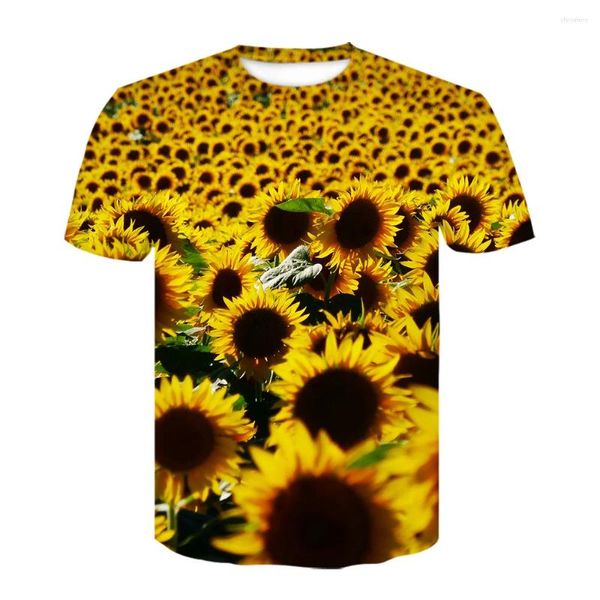 T-shirts pour hommes chemises de tournesol fleur 3d imprimé hommes femmes mode tshirts oversifiés gomme fille fille harajuku tees tops camisetas féminine