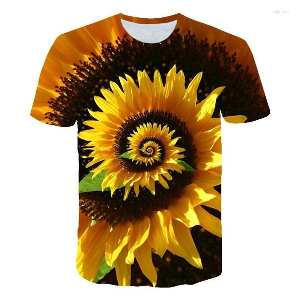 Hommes t-shirts tournesol T-Shirt Floral 3D été mode surdimensionné mâle paysage Hip-Hop rue à manches courtes haut décontracté