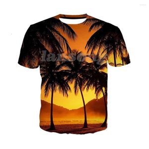 Camisetas de hombre puesta de sol palmera 3d estampado camisas/sudaderas/sudaderas con capucha/pantalones moda hombres Harajuku divertida camiseta Streetwear Hip Hop chándal Tops