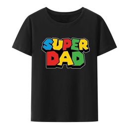 Heren t-shirts Super Dad Men T-shirt kleurrijke korte mouw vaderdag cadeau camisetas cool nieuwheid humor shirt mannelijk patroon camisa 022223H