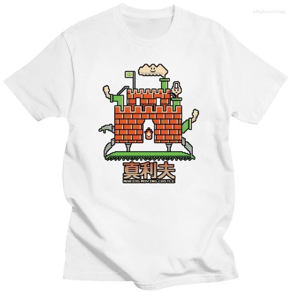 T-shirts pour hommes Super Marios château en mouvement jeu carré drôle moche noël noir adolescent t-shirts col rond coton t-shirt garçon