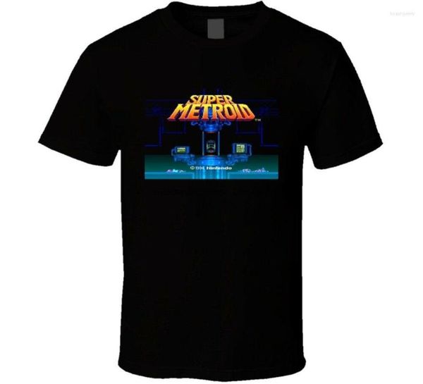 T-shirts pour hommes Super Metroid Game Intro Snes Retro Video Shirt