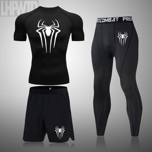 Camisetas para hombres Camisa de compresión de superhéroe Hombres Rashguard Fitness Manga corta Running Man Gym T Ropa deportiva Medias 230920