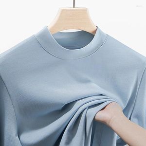 Heren t shirts supima katoenen shirt voor mannen lange mouwen coltrui turtleneck t-shirts zwarte tops stevige kleur winter onderhirt kleding