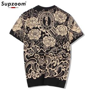 T-shirts masculins Supzoom Nouveau arrivée Top Fashion Homme Impression O-Neck Coton Hip Hop Trate de lotus d'été populaire Tshirts décontractés Men J240522