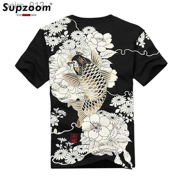 Camisetas para hombres Supzooms Nuevos tejidos de moda Venta caliente Bordado chino Alfombra corta Tatto de algodón Coda informal YQ240415