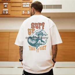 Camisetas para hombres Surf Up Up Take It Easy Man Cotton Summer Brewnable Neck Cerneck Tops Excelente Math Tee Clothing Manga corta H240407
